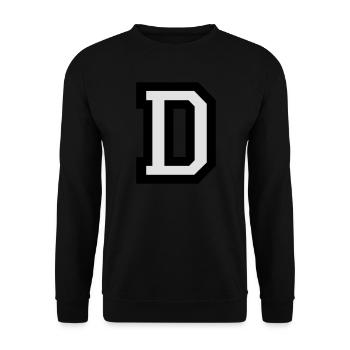 Lettre D en deux couleurs - Sweat-shirt Unisexe - noir - Devant - Alina (178cm) & Michal (187cm)