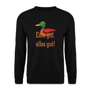Ente gut alles gut - Unisex Pullover - Schwarz - Vorne - Alina (178cm) & Michal (187cm)