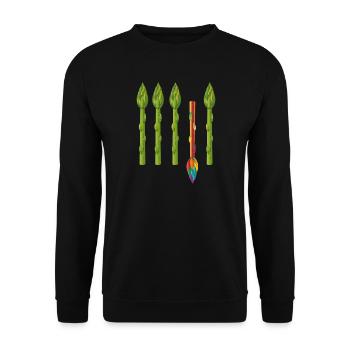Quatre asperges vertes et une asperge colorée - Sweat-shirt Unisexe - noir - Devant - Alina (178cm) & Michal (187cm)