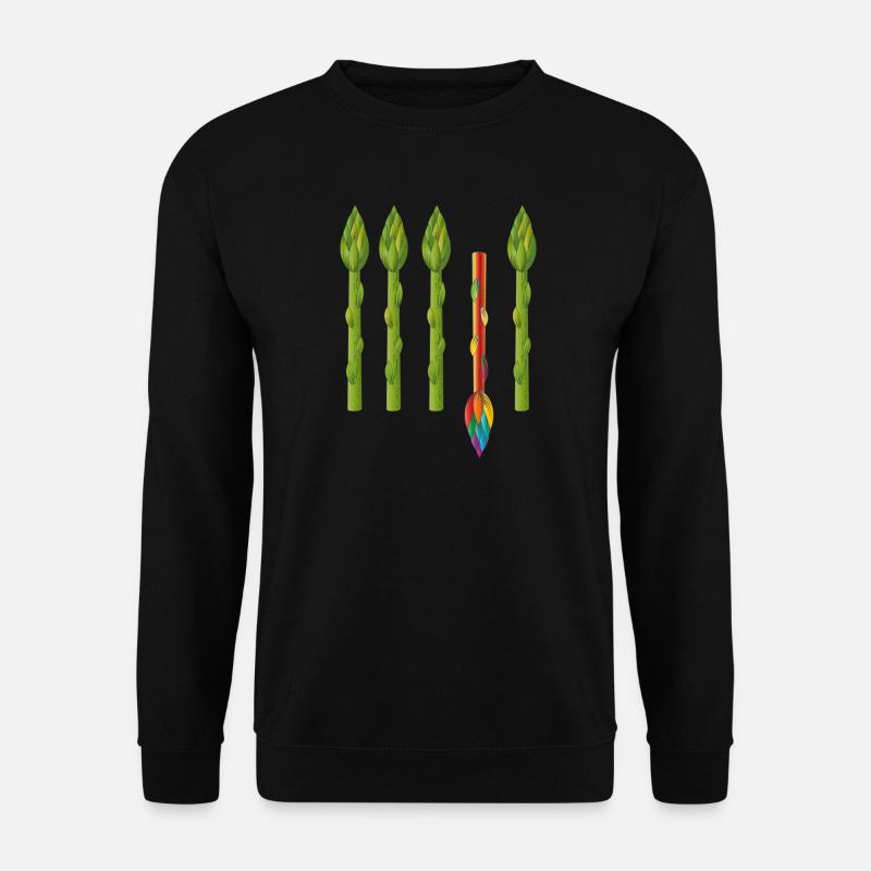 Vier grüne Spargel und ein bunter Spargel - Unisex Pullover - Schwarz