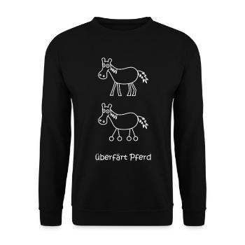 überfärt Pferd, überfahren, Pferd Pferd mit Rädern - Unisex Pullover - Schwarz - Vorne - Alina (178cm) & Michal (187cm)
