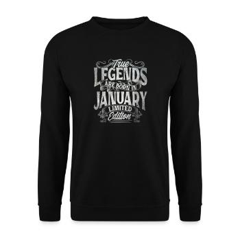 True Legends Are Born In January - Unisex Pullover - Schwarz - Vorne - Alina (178cm) & Michal (187cm)