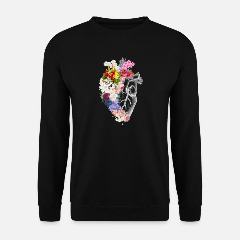 Floral Anatomical Heart - Unisex Sweatshirt - black