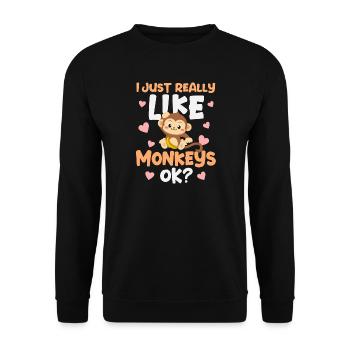 Affe Affen - Unisex Pullover - Schwarz - Vorne - Alina (178cm) & Michal (187cm)