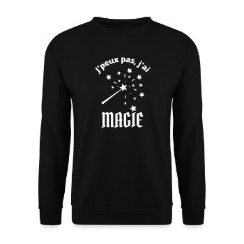 je peux pas j ai magie étoiles baguette magique - Sweat-shirt Unisexe - noir - Devant - Alina (178cm) & Michal (187cm)
