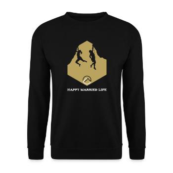 Happy Married Climbing Life. J’adore l’escalade. - Sweat-shirt Unisexe - noir - Devant - Alina (178cm) & Michal (187cm)