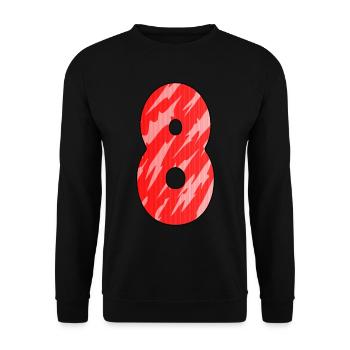 8 Rot Muster - Unisex Pullover - Schwarz - Vorne - Alina (178cm) & Michal (187cm)