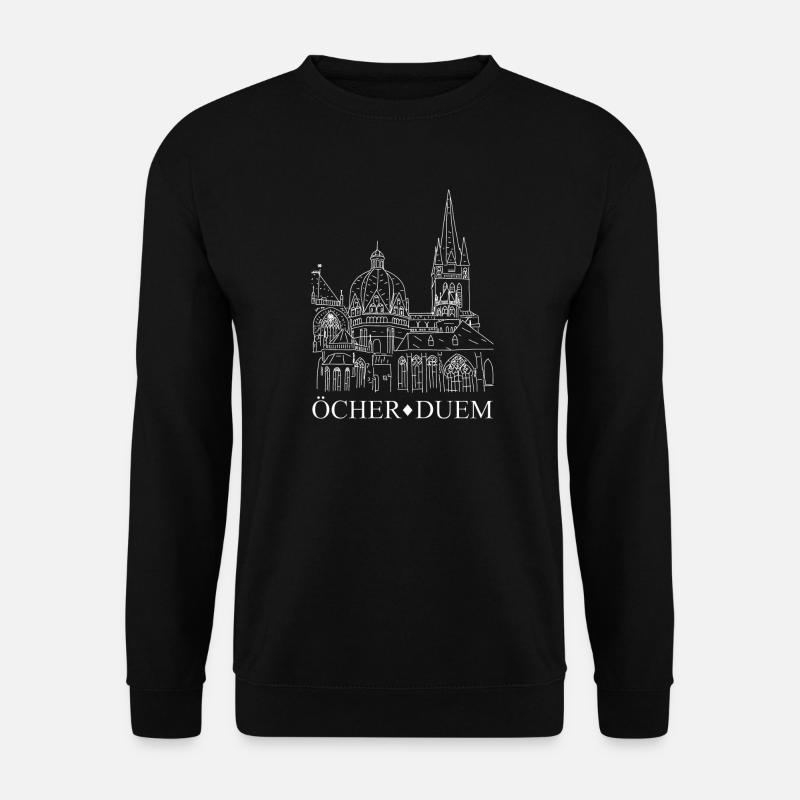 Öcher Duem, Aachener Dom, Platt, Zeichnung - Unisex Pullover - Schwarz