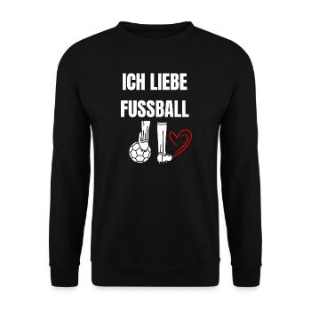 Ich liebe Fußball Herzdesign - Unisex Pullover - Schwarz - Vorne - Alina (178cm) & Michal (187cm)