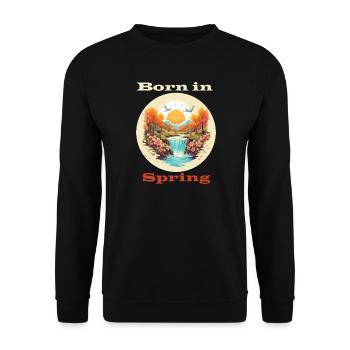 Born in Spring - Unisex Sweatshirt - black - Front - Alina (178cm) & Michal (187cm)