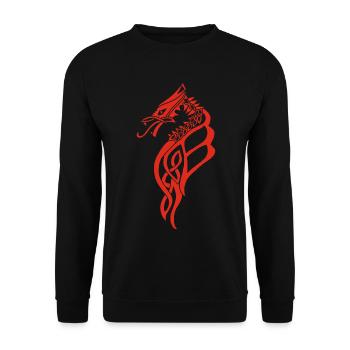 Großer roter keltischer Drache - Unisex Pullover - Schwarz - Vorne - Alina (178cm) & Michal (187cm)