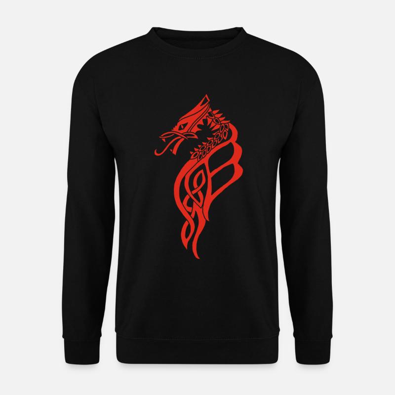 Großer roter keltischer Drache - Unisex Pullover - Schwarz