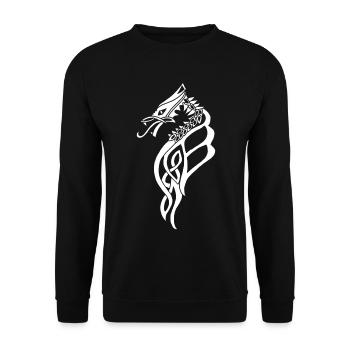 Großer weißer keltischer Drache - Unisex Pullover - Schwarz - Vorne - Alina (178cm) & Michal (187cm)
