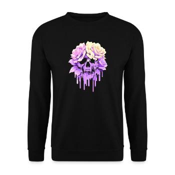 Blüten des Verfalls: Pastell-Gothic-Melancholie - Unisex Pullover - Schwarz - Vorne - Alina (178cm) & Michal (187cm)
