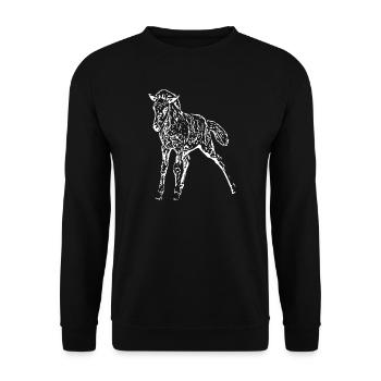 cheval blanc cheval blanc t-shirt cadeau cavalier - Sweat-shirt Unisexe - noir - Devant - Alina (178cm) & Michal (187cm)