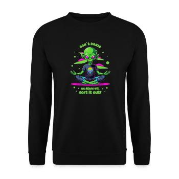 Alien Regulates this ! - Unisex Sweatshirt - black - Front - Alina (178cm) & Michal (187cm)
