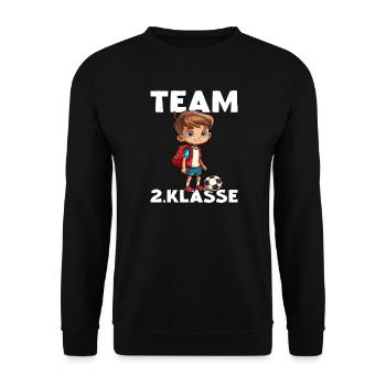 Fußball Team 2 Klasse Fußballspieler Zweitklässler - Unisex Pullover - Schwarz - Vorne - Alina (178cm) & Michal (187cm)