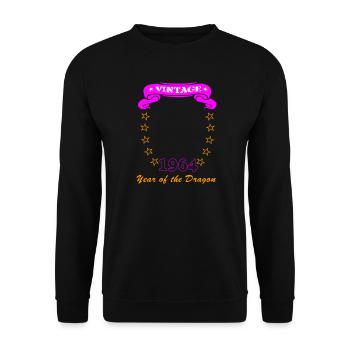 Geburtstag im Jahr des Drachen für Portrait - Unisex Pullover - Schwarz - Vorne - Alina (178cm) & Michal (187cm)
