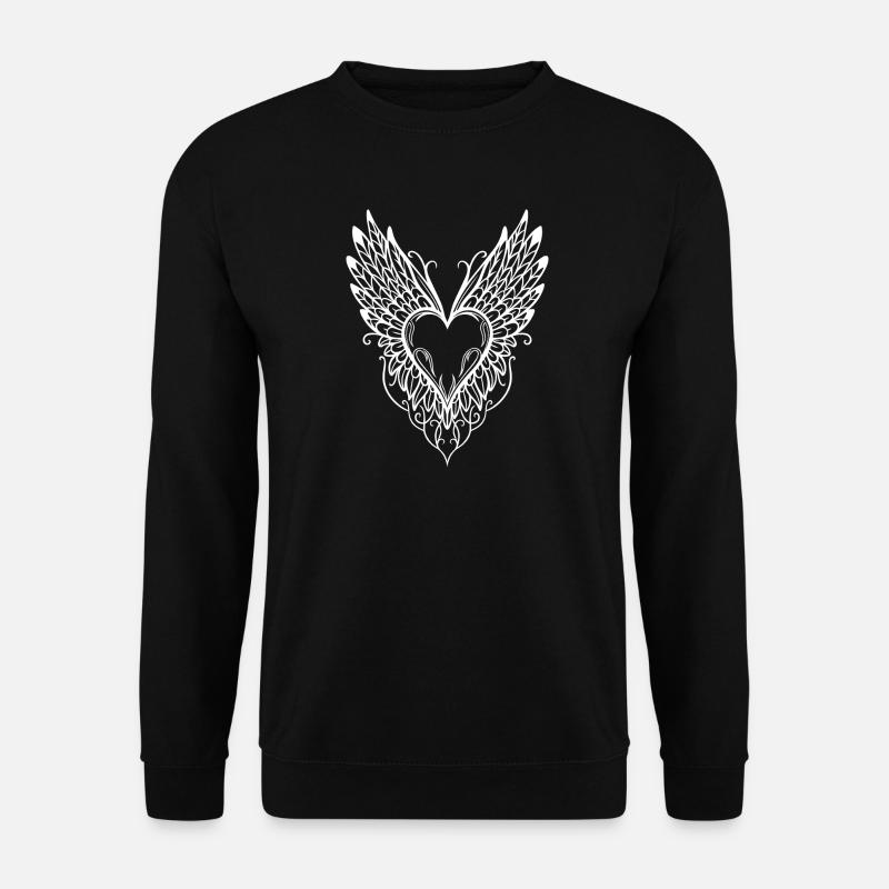 Herz Flügel Geflügeltes Herz - Unisex Pullover - Schwarz