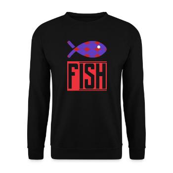 FISH. HUMOR. FISH. SARDINE. APRIL FOOL - Unisex Sweatshirt - black - Front - Alina (178cm) & Michal (187cm)