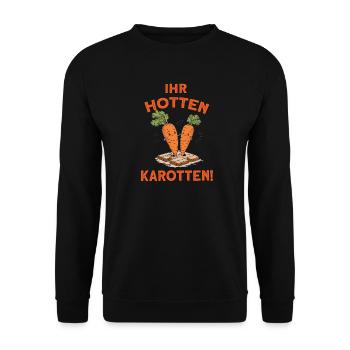 Ihr hotten Karotten orange - Unisex Pullover - Schwarz - Vorne - Alina (178cm) & Michal (187cm)