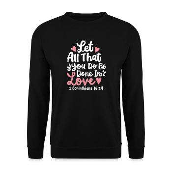 Christlicher Bibelvers Motivierend - Unisex Pullover - Schwarz - Vorne - Alina (178cm) & Michal (187cm)