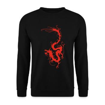 Roter Rauchdrache - Unisex Pullover - Schwarz - Vorne - Alina (178cm) & Michal (187cm)