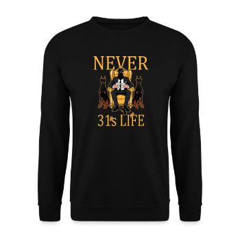Niemals 31ER - Unisex Pullover - Schwarz - Vorne - Alina (178cm) & Michal (187cm)