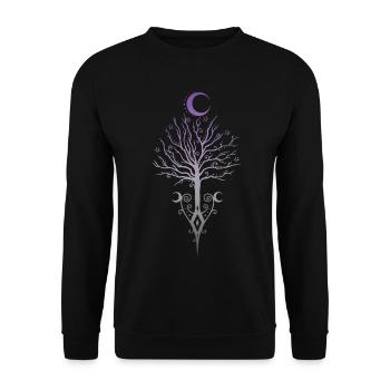 Okkulter Mondbaum Dunkler Herbst - Unisex Pullover - Schwarz - Vorne - Alina (178cm) & Michal (187cm)