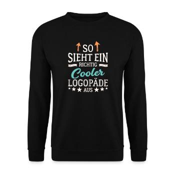 So sieht ein richtig cooler Logopäde aus - Unisex Pullover - Schwarz - Vorne - Alina (178cm) & Michal (187cm)