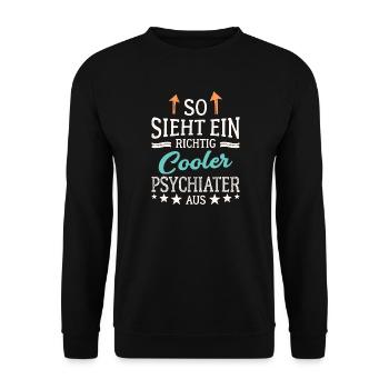 So sieht ein richtig cooler Psychiater aus - Unisex Pullover - Schwarz - Vorne - Alina (178cm) & Michal (187cm)