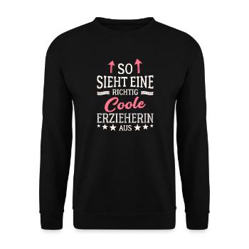 So sieht eine richtig coole Erzieherin aus - Unisex Pullover - Schwarz - Vorne - Alina (178cm) & Michal (187cm)