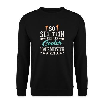 So sieht ein richtig cooler Hausmeister aus - Unisex Pullover - Schwarz - Vorne - Alina (178cm) & Michal (187cm)