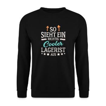So sieht ein richtig cooler Lagerist aus - Unisex Pullover - Schwarz - Vorne - Alina (178cm) & Michal (187cm)