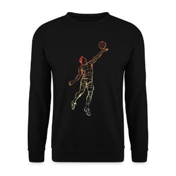 Vintage Volleyballer Zeichnung - Unisex Pullover - Schwarz - Vorne - Alina (178cm) & Michal (187cm)