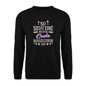 So sieht eine richtig coole Masseurin aus Massage - Unisex Pullover - Schwarz - Vorne - Alina (178cm) & Michal (187cm)