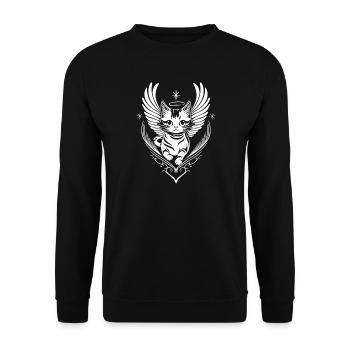 Ange Blanc Chat Avec Des Ailes - Sweat-shirt Unisexe - noir - Devant - Alina (178cm) & Michal (187cm)