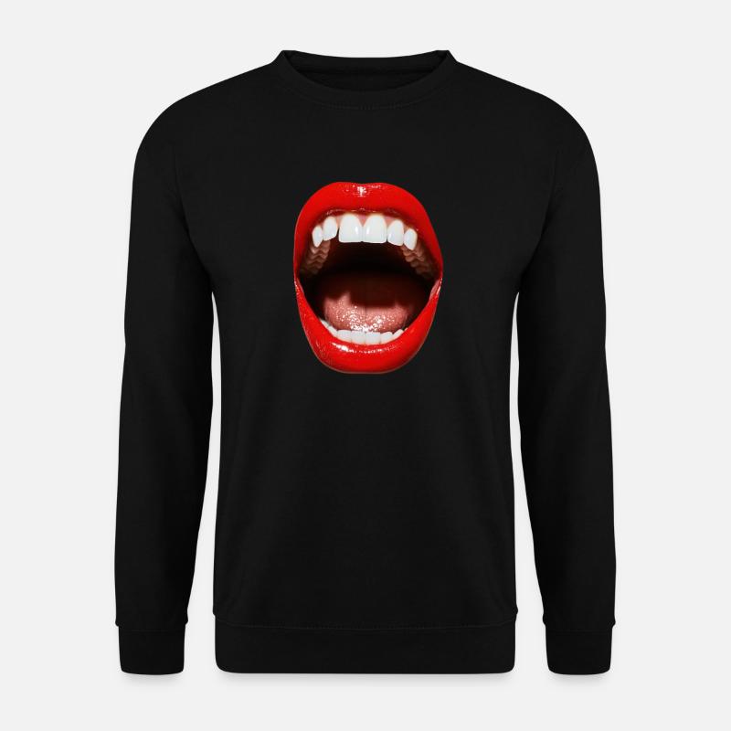 Open mouth with red lipstick - Unisex Sweatshirt - black