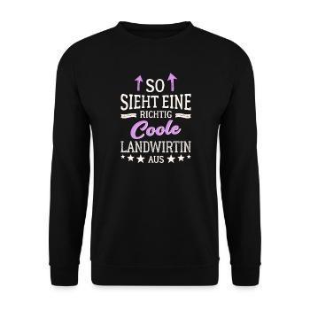 So sieht eine richtig coole Landwirtin aus - Unisex Pullover - Schwarz - Vorne - Alina (178cm) & Michal (187cm)