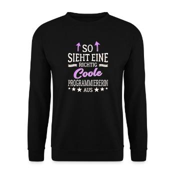 So sieht eine richtig coole Programmiererin aus IT - Unisex Pullover - Schwarz - Vorne - Alina (178cm) & Michal (187cm)