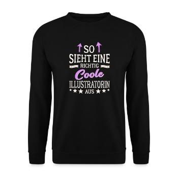 So sieht eine richtig coole Illustratorin aus - Unisex Pullover - Schwarz - Vorne - Alina (178cm) & Michal (187cm)