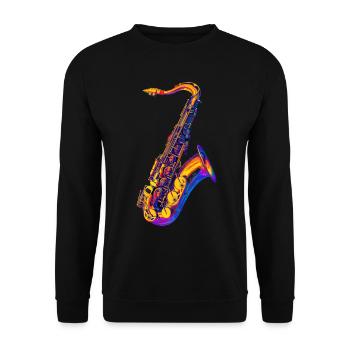 Saxophon - Unisex Pullover - Schwarz - Vorne - Alina (178cm) & Michal (187cm)