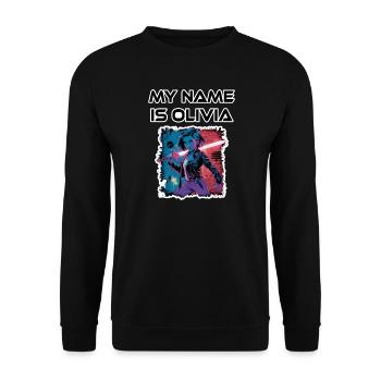 My name is Olivia 2026 - Unisex Sweatshirt - black - Front - Alina (178cm) & Michal (187cm)