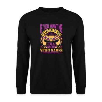 Gamer - Sprechen Sie über Videospiele - Unisex Pullover - Schwarz - Vorne - Alina (178cm) & Michal (187cm)