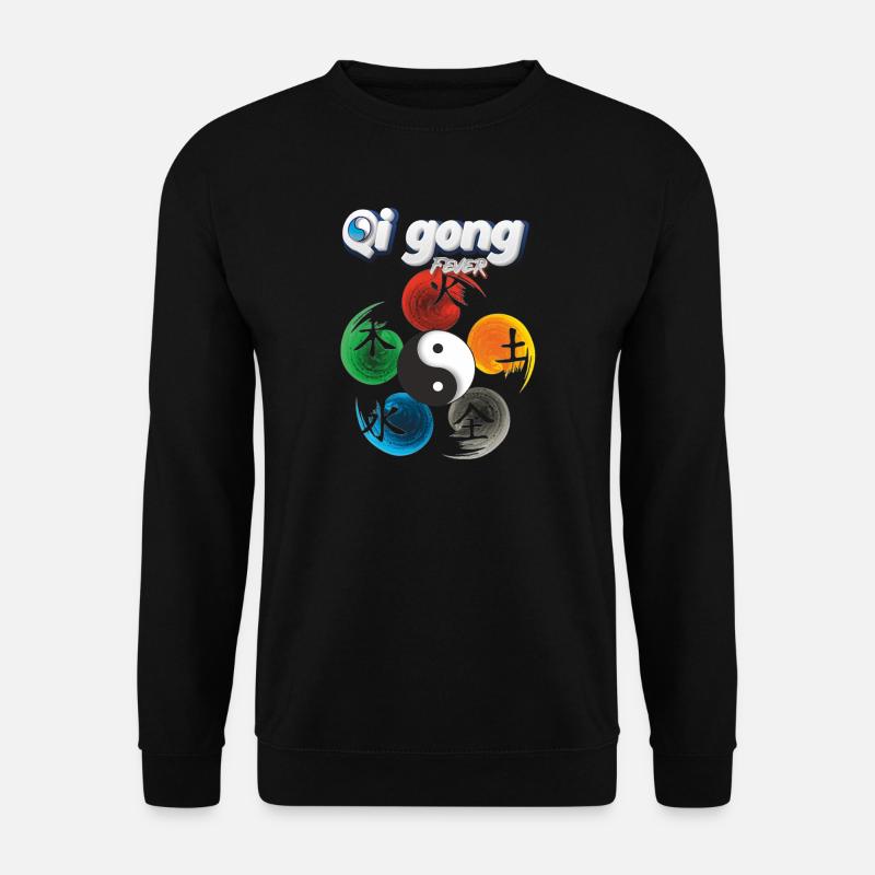 Yin Yang Fünf Elemente Qi Gong Fieber Design - Unisex Pullover - Schwarz