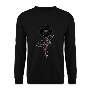 Blutige Rose - Unisex Pullover - Schwarz - Vorne - Alina (178cm) & Michal (187cm)