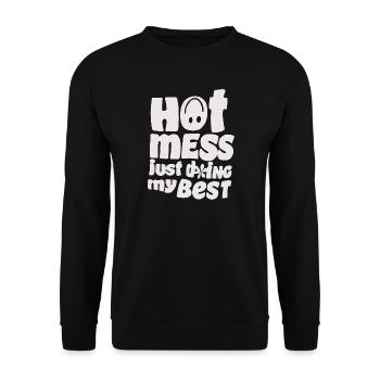 Humorous 'Hot Mess' Quote Design - Unisex Sweatshirt - black - Front - Alina (178cm) & Michal (187cm)