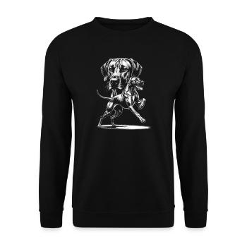 Photorealistic Rhodesian Ridgeback Portrait - Unisex Sweatshirt - black - Front - Alina (178cm) & Michal (187cm)