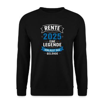 Rente 2025 / EINE LEGENDE VERLÄSST DAS GELÄNDE - Unisex Pullover - Schwarz - Vorne - Alina (178cm) & Michal (187cm)