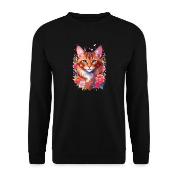 Somali Cat Portrait - Unisex Sweatshirt - black - Front - Alina (178cm) & Michal (187cm)